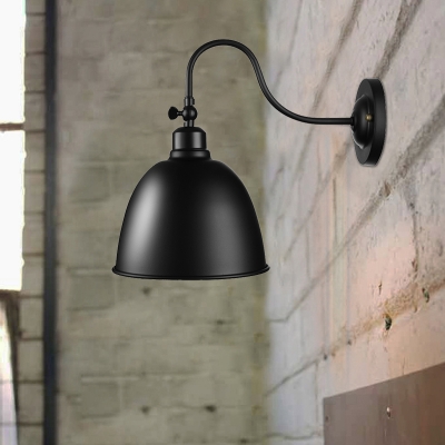 Small Barn Light Gooseneck Pewter Finish Dome Shade LED Wall Sconce