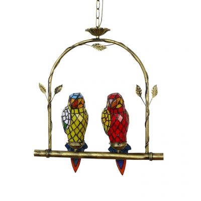 Two Parrots Tiffany Pendant in Traditional Fashion