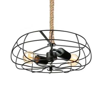 Wrought Iron 2 Light LED Close to Ceiling Light with Textured Rope Chain
