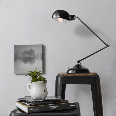 1-Light Industrial Style Bright Black Adjustable Study Table Lamp