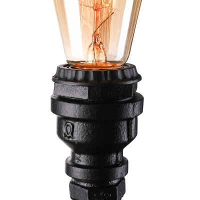 13'' Tall Single Light Black Iron Pipe Indoor Wall Lamp