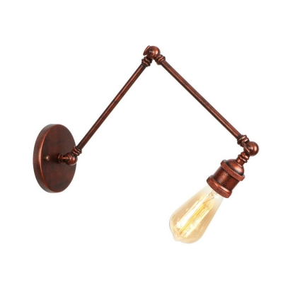 Adjustable 1 Head Bare Bulb Wall Lamp Retro Country Style Metal Wall Light Sconce in Rust Finish