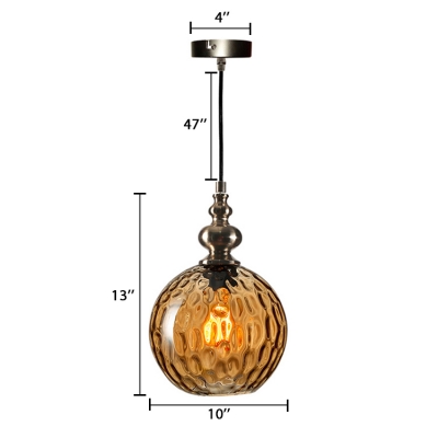 Adjustable 1 Head Globe Pendant Lamp Modernism Glass Drop Ceiling Lighting in Amber/Smoke