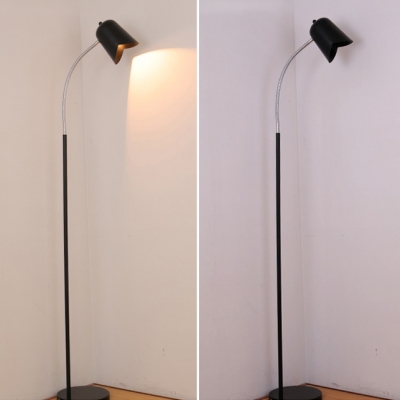 Black Dome Shade Standing Light Concise Metallic Single Head Floor Light for Bedroom Study Room