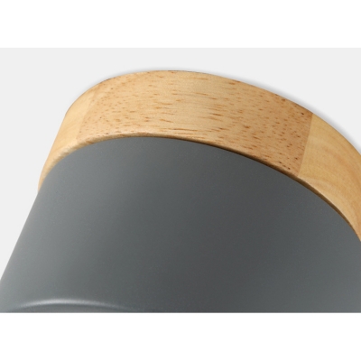 Cylinder LED Ceiling Lamp with Wooden Base Nordic Style Gray/Green Lighting Fixture for Corridor