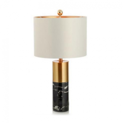Cylindrical Desk Light Modern Fashion Stony Reading Lamp in White for Study Room