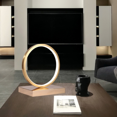 Gold Circular LED Standing Table Light Nordic Style Simple Acrylic Standing Table Lamp