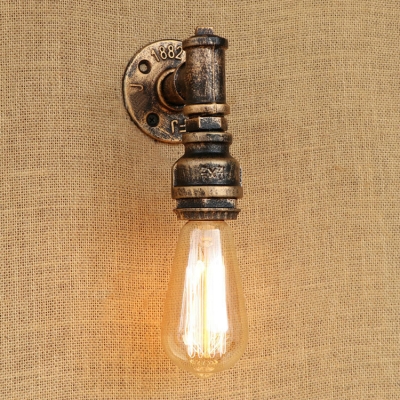 Industrial Bare Bulb Wall Mount Fixture Iron Single Light Mini Sconce Light in Antique Bronze