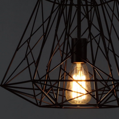 Industrial One-light Cage LED Pendant with Reel Iorn Outshape