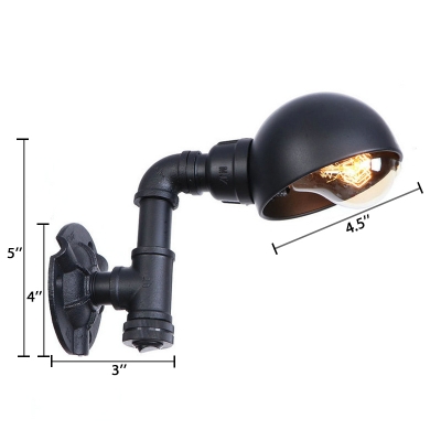 Industrial Semicircle Wall Sconce Wrought Iron Single Light Wall Lighting in Black Finish for Foyer