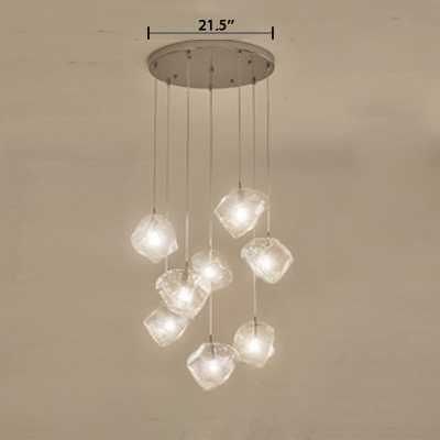 Multi Light Cube LED Hanging Lamp Glass Cluster Pendant Light for Living Room Bedroom
