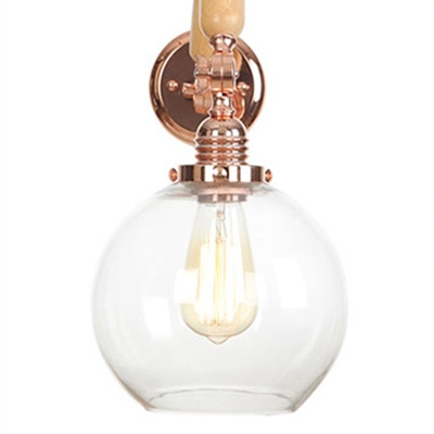 Rotatable 1 Head Gourd Wall Sconce Retro Style Glass Shade Wall Light Fixture in Rose Gold