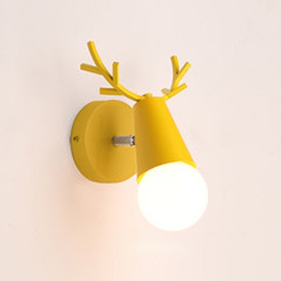 Rotatable Antler Wall Mount Light Colorful Simple Boys Girls Room Metal 1 Light Sconce Lighting