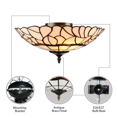 Rust Tiffany Flush Mount Light with Hollow-Out Bottom