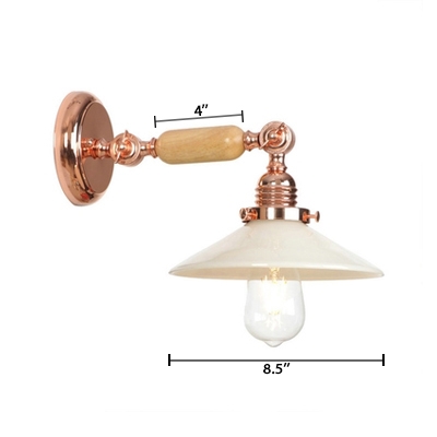 Shallow Round Wall Lamp with Glass Shade Concise 1 Light Wall Mount Light in Rose Gold