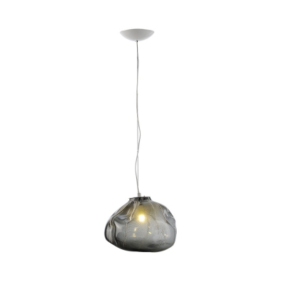 Smoke Glass Snakeskin Pendant Light Modern Design Single Light Drop Ceiling Lighting