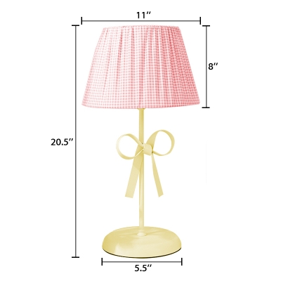 Trellis Design 1 Head Table Lamp with Pink Fabric Shade Reading Light for Children Bedroom