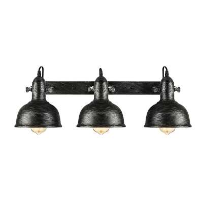 Triple Light Wall Sconce in Dome Rustic Industrial Wrought Iron Wall Light for Warehouse Bathroom Restaurant
