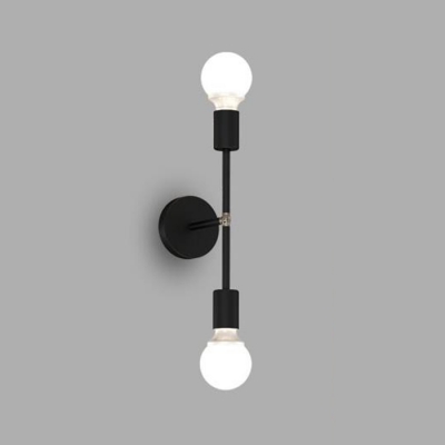2 Bulbs Dumbbell Wall Lamp Designers Style Metal Wall Light Sconce in Black for Corridor