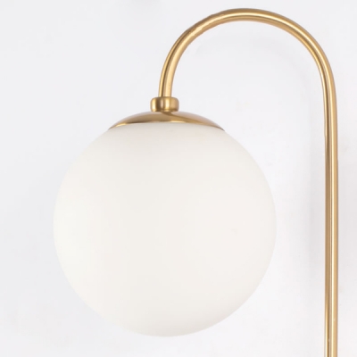 2 Light Curved Arm Wall Sconce Stylish Glass Wall Light with 2 Different Size Ball Shade