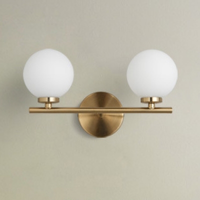 2 Light Spherical Wall Light Concise Modern Glass LED Wall Sconce in Gold Finish
