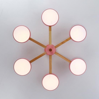 3/6 Lights Drum Ceiling Lamp Modern Fashion Living Room Acrylic Chandelier Light in Pink