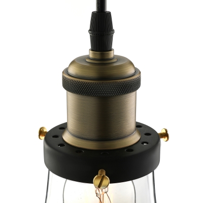 Clear Glass Bulb Shade Indoor Lighting Fixture Retro Industrial 1 Light Pendant Lamp in Antique Bronze