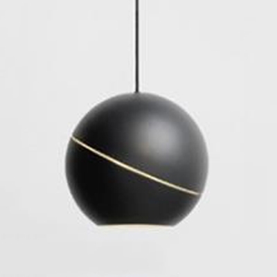 Ball Shade Hanging Lamp Modern Steel Ceiling Light in Black with On/off Push Switch