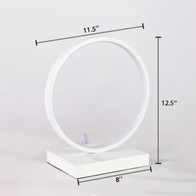 Contemporary Halo Ring Table Light Acrylic LED Standing Table Lamp in White for Bedroom