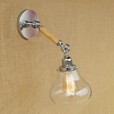 Cucurbit Wall Sconce Modernism Adjustable Clear Glass Single Head Wall Lamp in Chrome