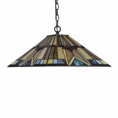 Geometric Suspension Light Tiffany Style Mission Stained Glass 1 Light Drop Light in Multi Color