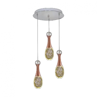 Honey Drip Suspended Light Modernism Crystal 3 Heads Lighting Fixture for Restaurant Hallway