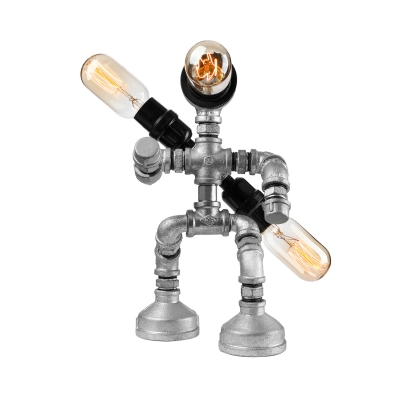 

Industrial Fighting Robot Table Lamp in Silver Finish, 3 Lights 12'' Height, HL444929