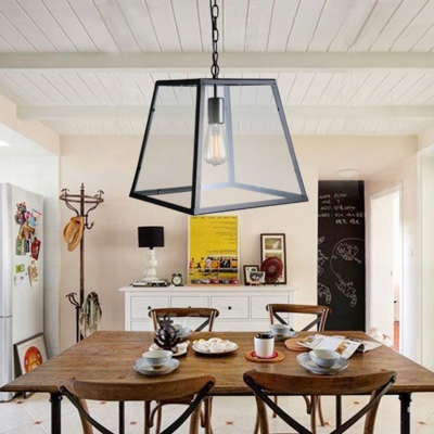 Industrial Pendant Light with 11.81''W Clear Glass Shade in Black Finish