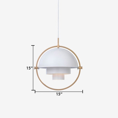 Metal Mobile Shade Pendant Light Contemporary 1 Light Hanging Lamp in White for Bedside
