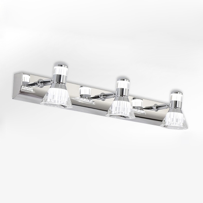 Modern Armed Makeup Mirror Light Stainless 2/3/4 Lights Vanity Light Fixture for Bathroom in Chrome