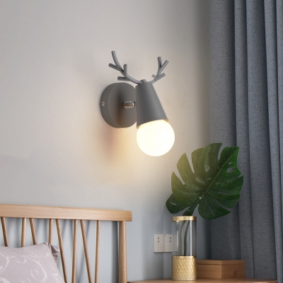 Rotatable Antler Wall Mount Light Colorful Simple Boys Girls Room Metal 1 Light Sconce Lighting