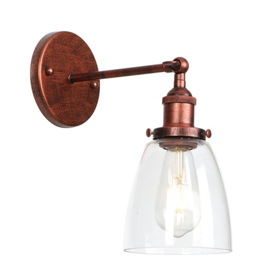 Rust Finish Dome Wall Mount Fixture Vintage Concise 1 Light Lighting Fixture with Glass Shade