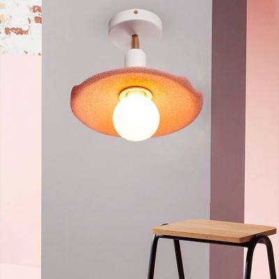 Shallow Round 1 Head Wall Light Nordic Style Pink/Yellow Shade Metal Sconce Light for Bedroom