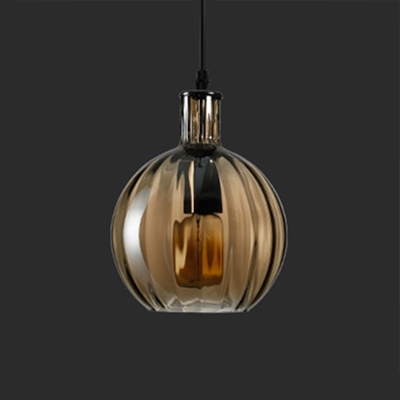 Single Head Flask Lighting Fixture Simplicity Glass Shade Drop Light in Amber/Clear/Smoke