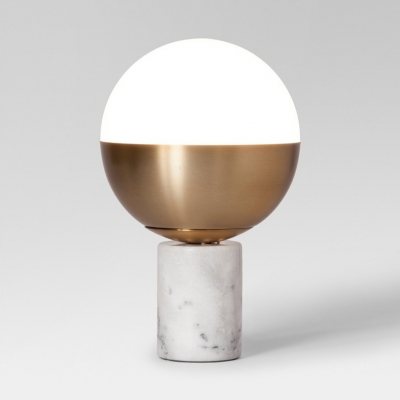 Sphere Desk Lamp Contemporary Opal Glass Accent Table Lamp with Cylinder Marble Base