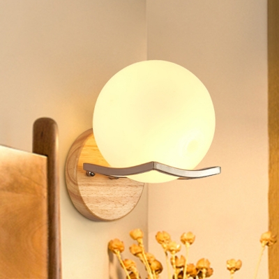 Spherical Wall Lamp Simple Modern Frosted Glass Single Head Wall Mount Fixture in Bronze