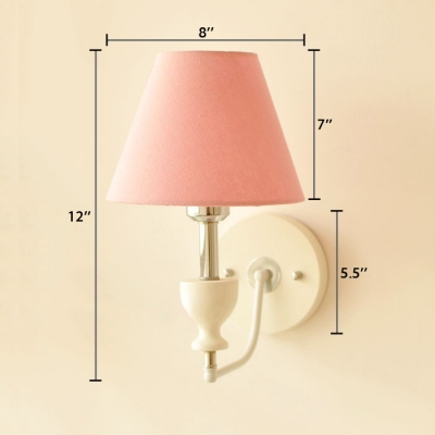 Tapered Wall Light American Retro Fabric 1 Light Sconce Light in Beige/Blue/Pink for Porch