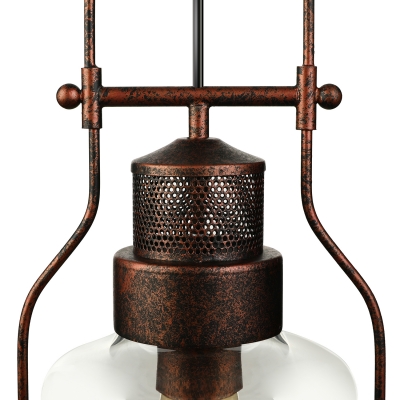Traditional Style Glass Pendant in Cylinder Shade Industrial Single Light Ceiling Pendant in Rust
