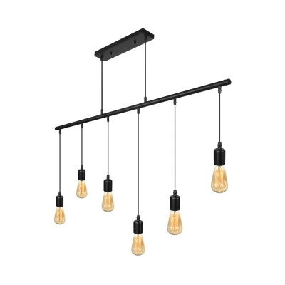 

Vintage 6 Light Edison Bulb Large Pendant Light Industrial Black Finish Linear Chandelier for Kitchen Island Restaurant, HL422604