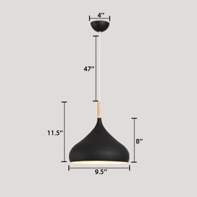 Wooden Teardrop Suspension Light Modernism 1 Light Accent Lighting Fixture in Black