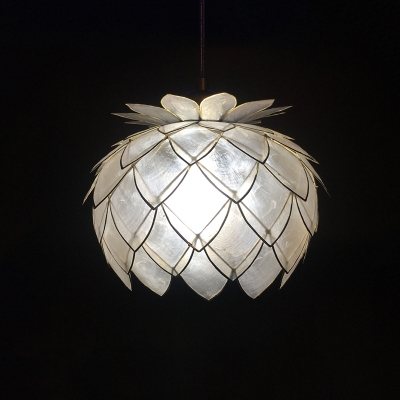 1 Light Pinecone Hanging Lamp Modern Design Sea Shell Lighting Fixture in Brass for Living Room