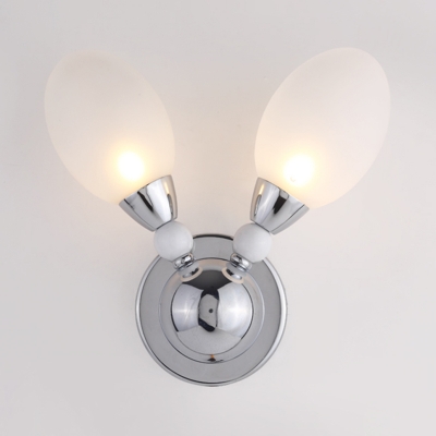 2 Heads Oval Wall Light Sconce with Frosted Glass Shade Modernism Wall Lamp for Corridor Hallway