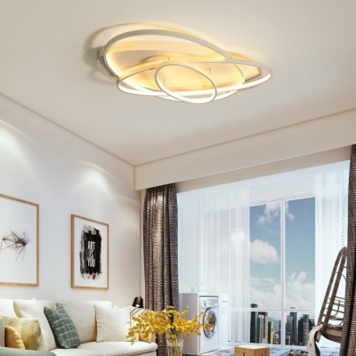 2 Oval Frame LED Ceiling Fixture Modernism Nordic Style Metal Flush Light in Warm/White