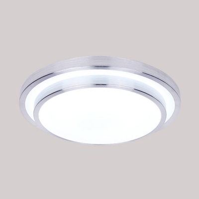 2 Tiers Round LED Flush Light Modern Design Burnished Aluminum Flush Ceiling Light in Silver